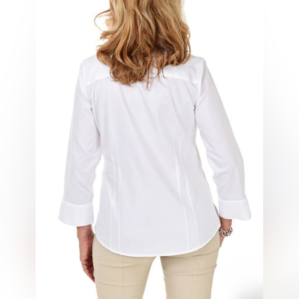 FOXCROFT  Women's White Cotton Non-Iron Fitted Fit Button Down Shirt 18 - Picture 7 of 16